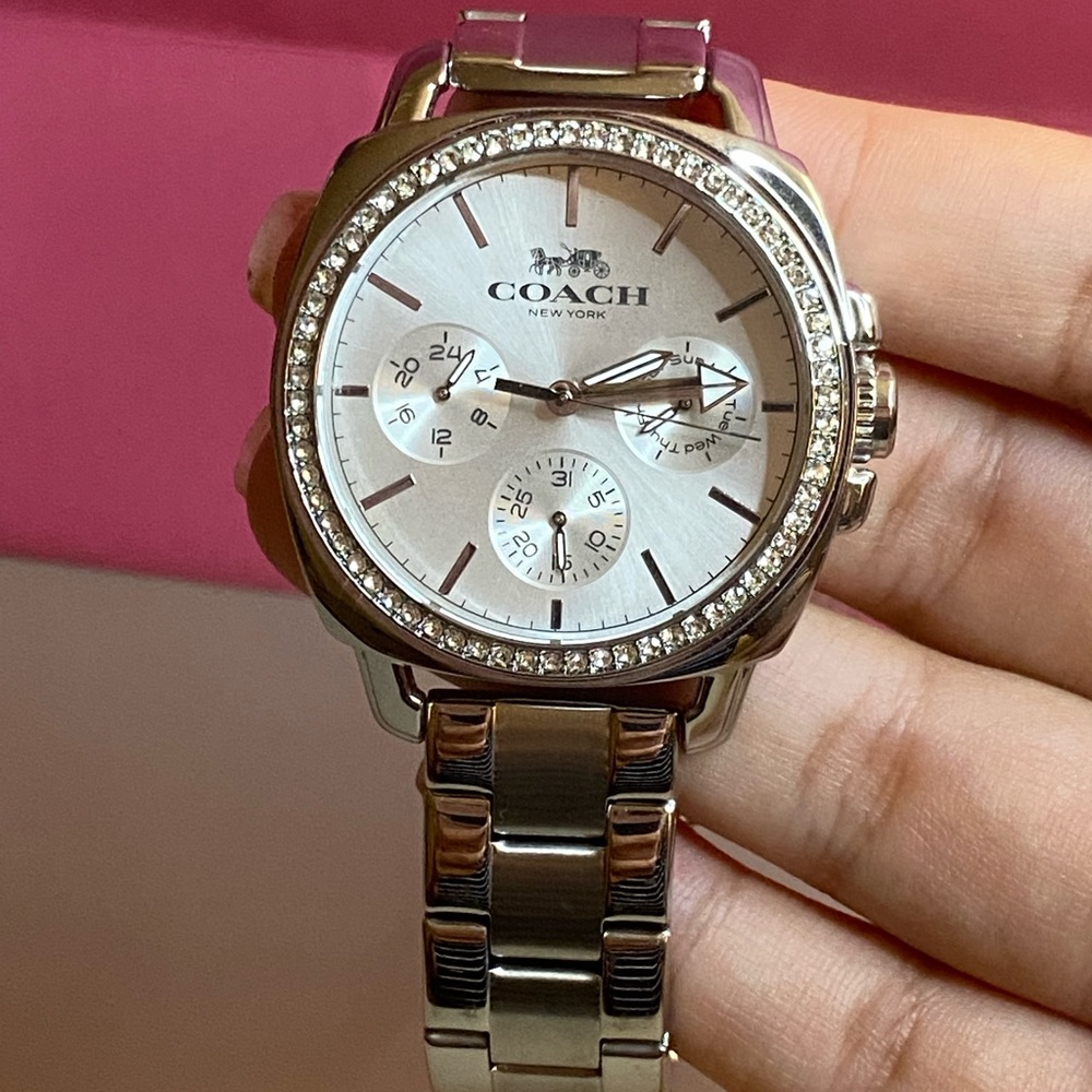 Coach oversized silver watch